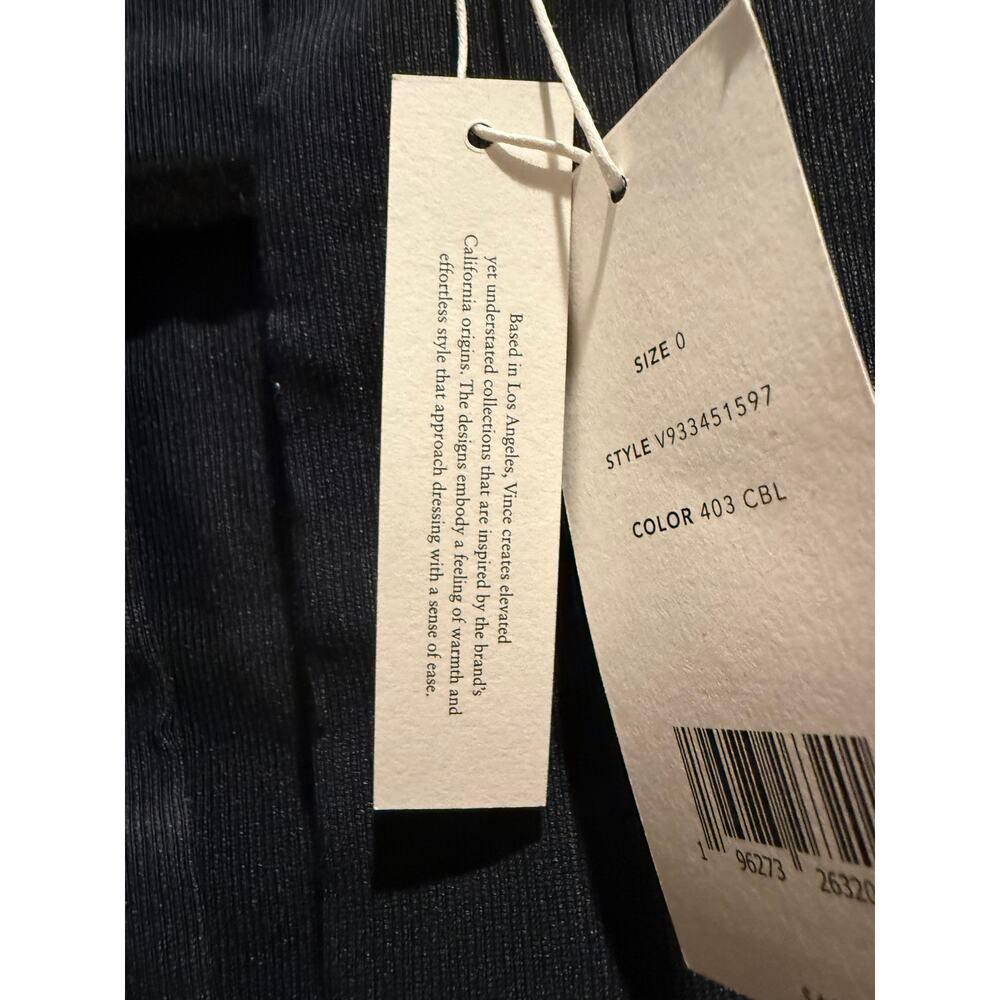 Vince. Pleat‎ Long Sleeve Linen Blend Trapeze Dress in Navy 0 - Picture 7 of 7